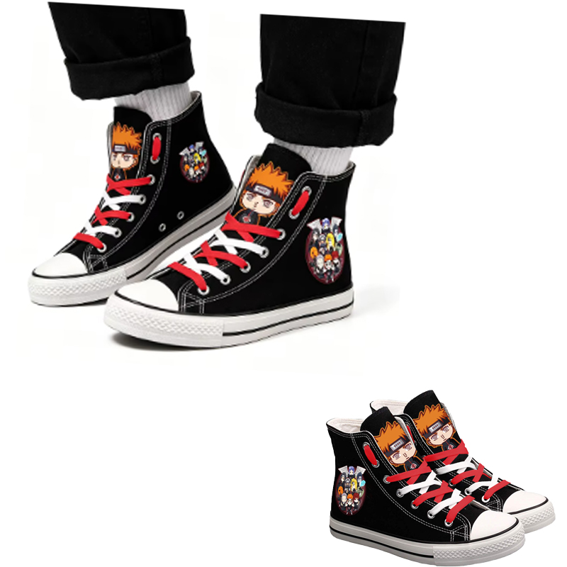 Anime Cosplay Ideas For Couples - Naruto Uzumaki High-Top Canvas Shoes Men