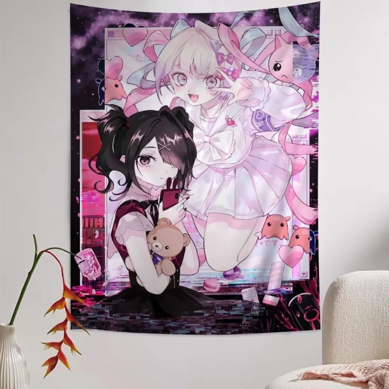 VIKAMA Pink Anime Girl Tapestr - огляд і ціна Anime Cosplay Girl Photo